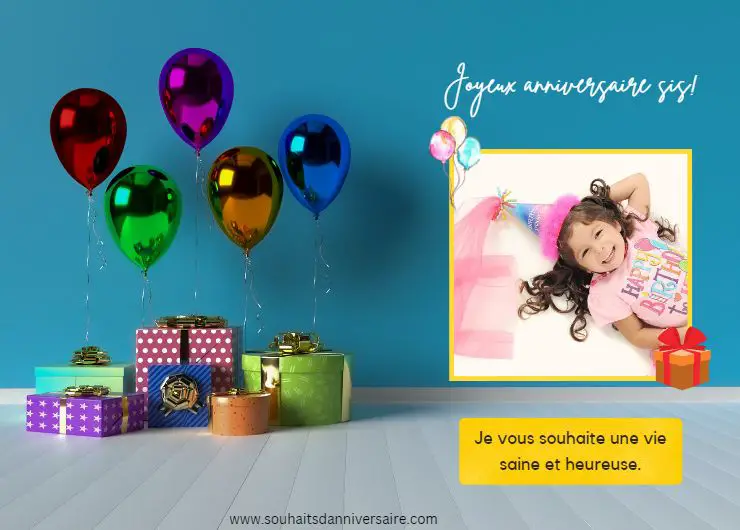 Carte d'anniversaire Happy birthday sister avec des ballons colorés