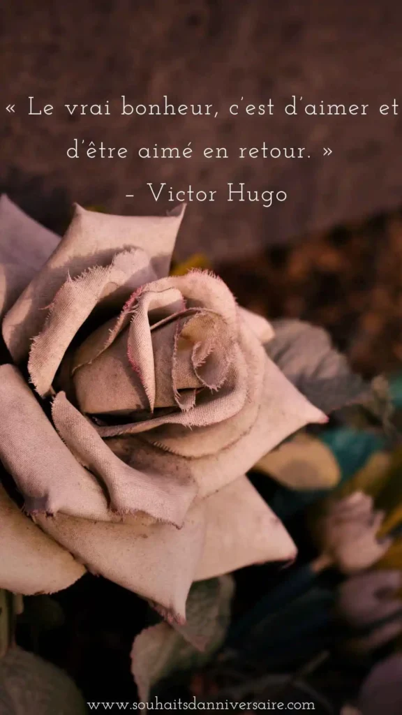 « Le vrai bonheur, c’est d’aimer et d’être aimé en retour. » – Victor Hugo