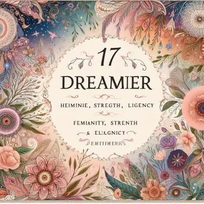 carte d'anniversaire pour une rêveuse de 17 ans avec un jardin luxuriant, un kaléidoscope de couleurs, des illustrations délicates, des motifs complexes, de la féminité, de la force, de l'élégance et de la fantaisie
